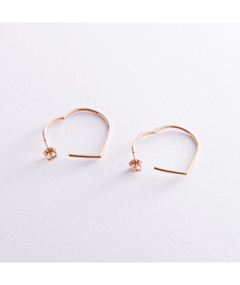 Gold earrings - studs "Hearts" s07961 Onix