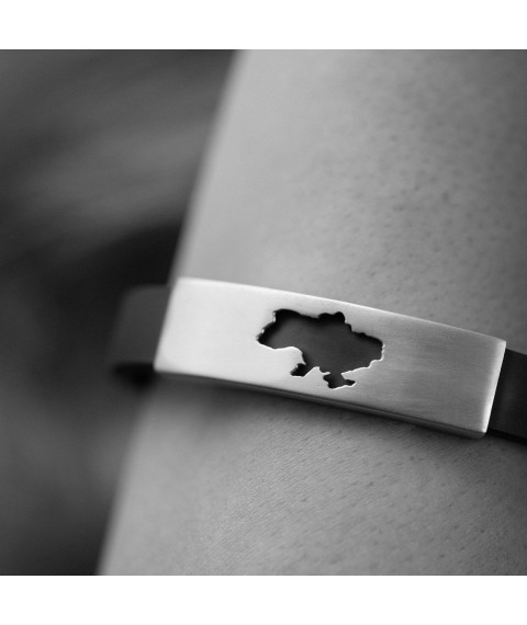 Rubber bracelet "Map of Ukraine" with silver inserts 10812 Onix 16