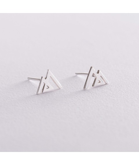 Earrings - studs "Mountains" in silver 122915 Onyx