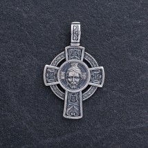 Срібний хрестик "Спас Нерукотворний. Молитва Да воскресне Бог" 133002 Онікс