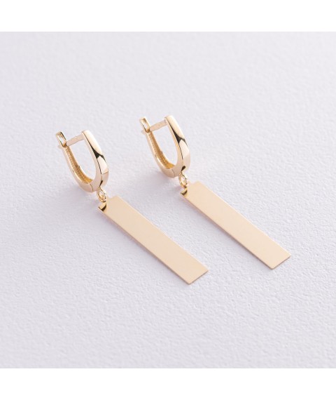 Gold earrings with English clasp s07213 Onyx