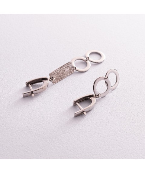 Asymmetrical silver earrings 4983 Onyx