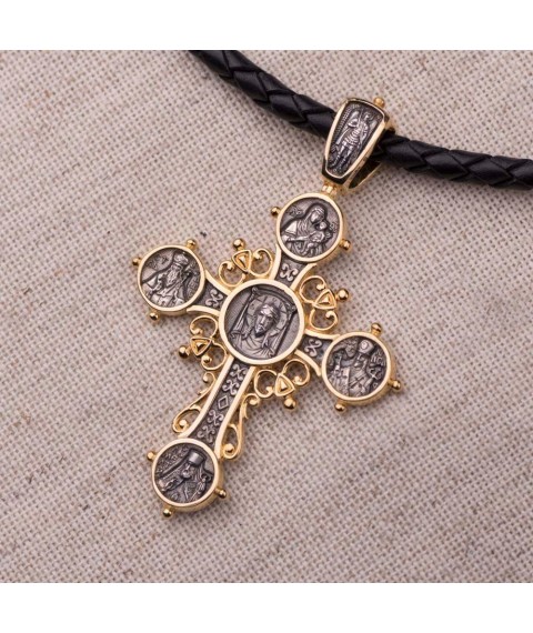 Срібний хрест з позолотою 131669 Онікс