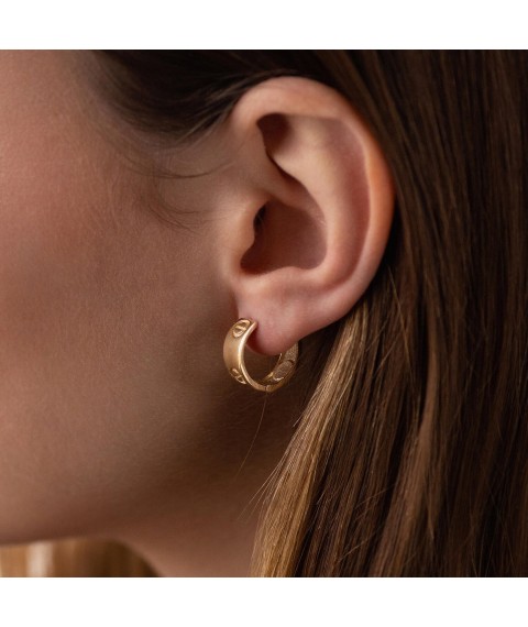 Earrings - rings "Love" in yellow gold s08085 Onyx