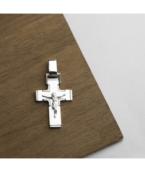 Срібний православний хрестик 132755 Онікс