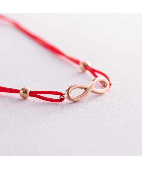 Gold bracelet "Infinity" with red thread b05140 Onyx