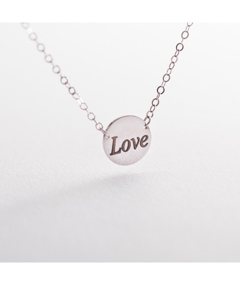 Срібне кольє з гравіюванням Love 18975л Онікс  42