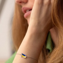 Браслет "Флаг Украины" в серебре (синяя и желтая эмаль) 141716 Онікс 19