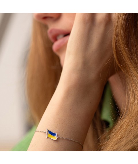 Браслет "Флаг Украины" в серебре (синяя и желтая эмаль) 141716 Онікс 20