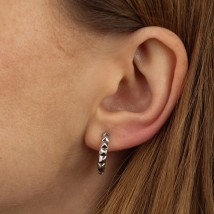 Earrings - rings "Mona" in white gold s08852 Onyx