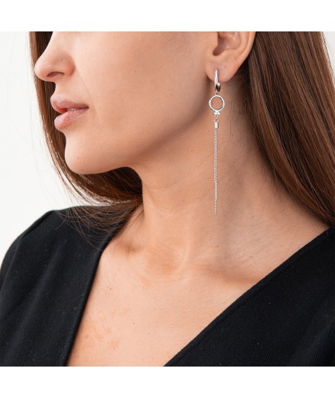Silver earrings with English clasp 122293 Onyx