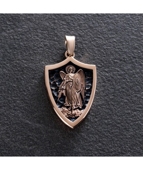 Gold pendant "Archangel Michael. Prayer" p03809 Onyx