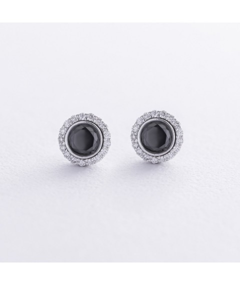 Earrings - studs with diamonds (white gold) 336191122 Onyx