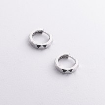 Серьги - кольца "Louise" в белом золоте с09010 Онікс
