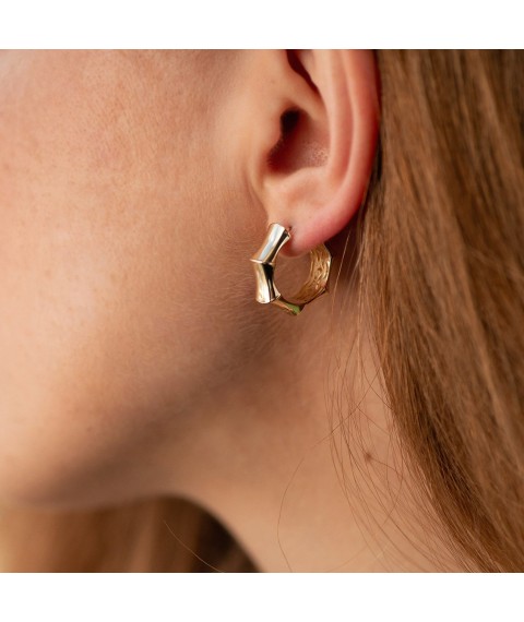 Earrings - rings "Selesta" in yellow gold s08948 Onyx