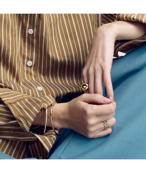Hard bracelet in yellow gold b04751 Onyx