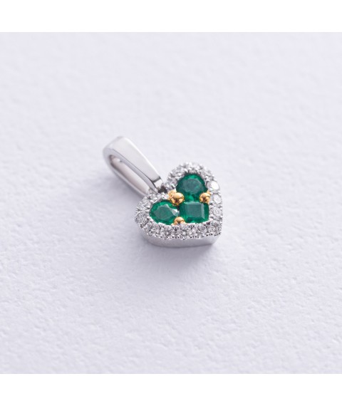 Gold pendant "Heart" with emeralds and diamonds pb0324cha Onyx