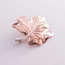 Gold brooch "Leaf" 00098 Onyx