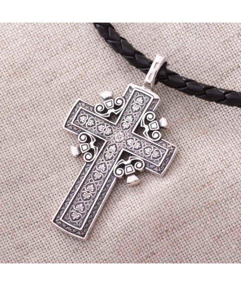 Православный крест " Голгофский крест" (чернение) 13501 Онікс