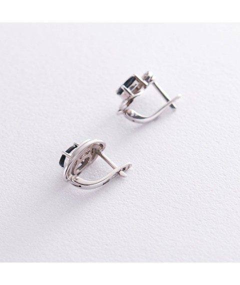 Gold earrings (sapphire, diamond) 14110206 Onyx