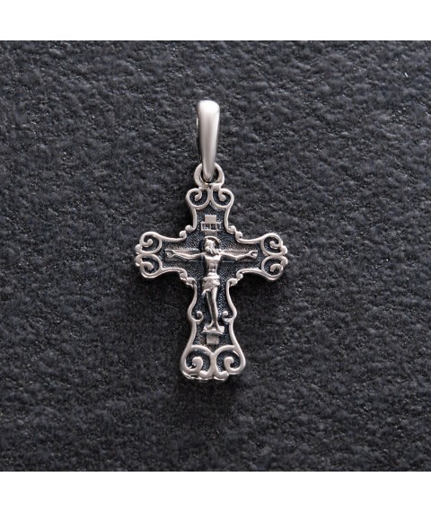 Серебряный крест с распятием (чернение) 13335 Онікс