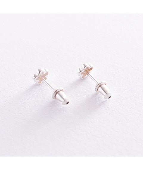 Silver stud earrings "Flowers" 122180 Onyx