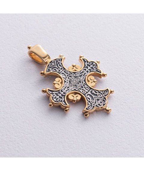 Срібний хрест з позолотою "Процвете Древо Хреста" 131681 Онікс