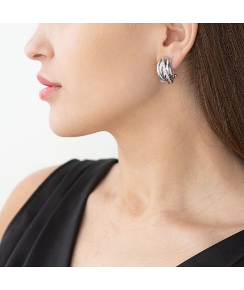 Gold earrings with diamonds s1555 Onyx