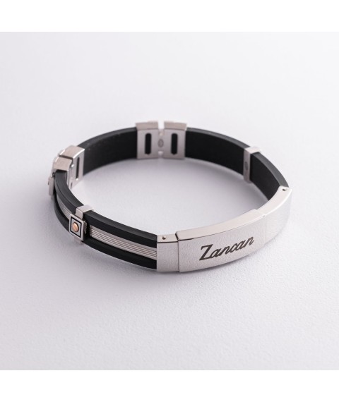 Men's bracelet with silver and gold insert Zancan EXB293R-N 19.5
