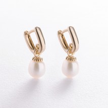 Earrings in yellow gold (cult. fresh pearls) s08535 Onyx