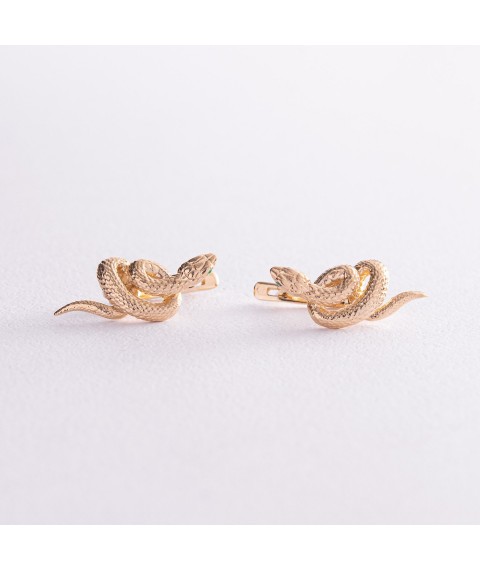 Earrings "Snakes" in yellow gold s07968 Onyx