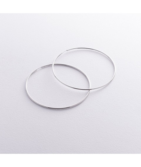 Сережки - кільця в білому золоті (5.3 см) с08532 Онікс
