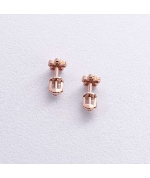 Gold earrings - studs "Flowers" s08762 Onix