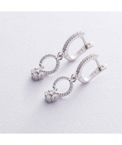 Earrings "Clover" in silver 122603 Onyx