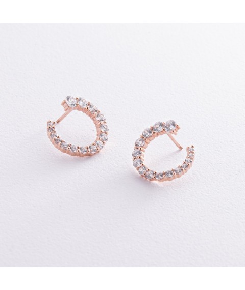 Earrings - studs "Samantha" with cubic zirconia (red gold) s08448 Onyx