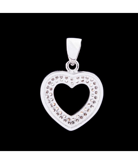 Silver pendant "Heart" with cubic zirconia 132248 Onyx