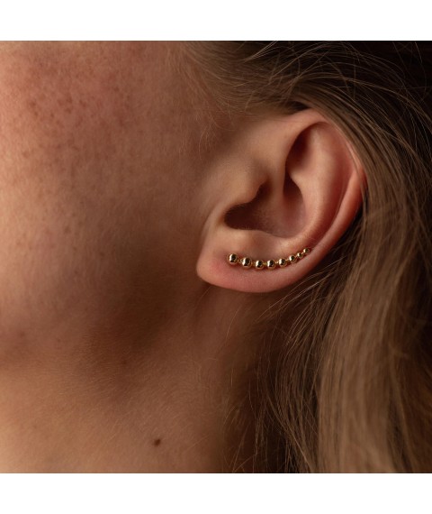 Climber earrings "Balls" in yellow gold s08237 Onyx