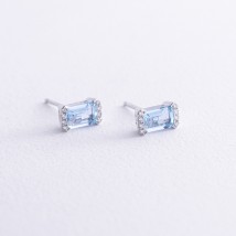 Gold earrings - studs (topazes, diamonds) sb0519sm Onyx