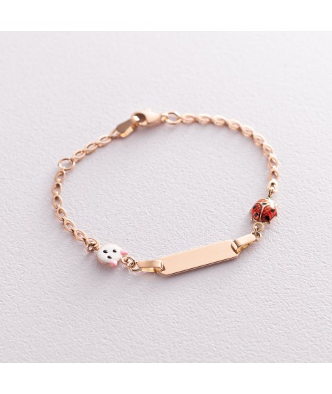 Gold children's bracelet "Hello Kitty and Ladybug" with enamel b04580 Onix 15