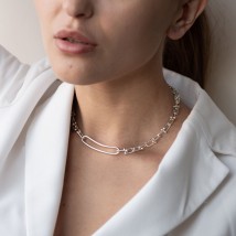 Silver necklace "Idea" 181054 Onix 40