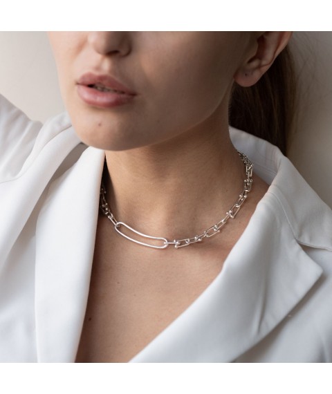 Silver necklace "Idea" 181054 Onix 40