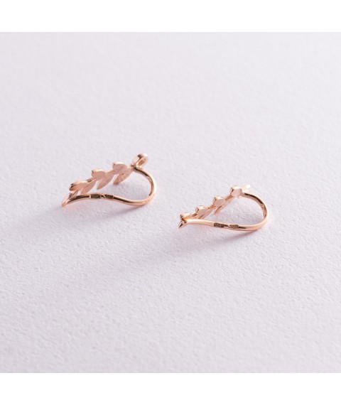 Climber earrings "Twigs" in red gold s07581 Onyx