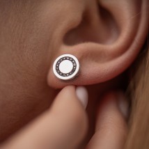 Gold earrings - studs with black diamonds 334461122 Onyx