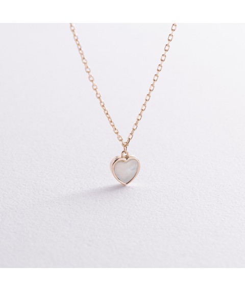 Necklace "Heart" with mother-of-pearl (yellow gold) count02554 Onyx 44
