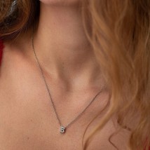 Silver necklace with the letter "B" with cubic zirconia 1103 B Onix 45