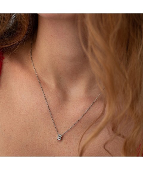 Silver necklace with the letter "B" with cubic zirconia 1103 B Onix 45