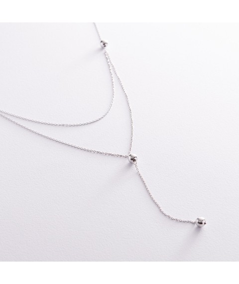 Silver necklace - tie with balls 908-01398 Onix 40