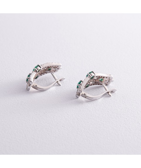 Gold earrings with emeralds and diamonds s322pr Onyx