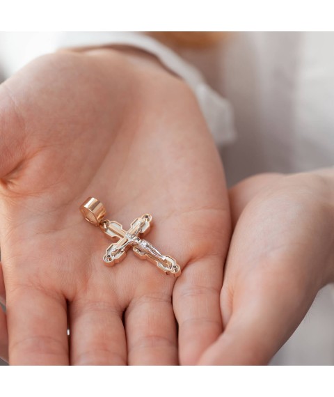 Золотой крест "Распятие" с бриллиантами 124292400 Онікс