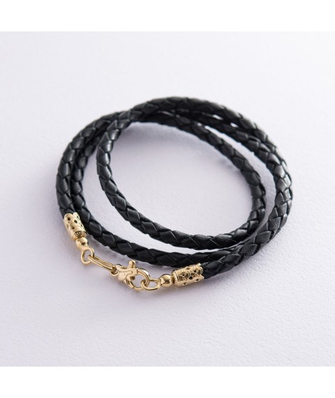 Leather cord with gold clasp (3mm) count00948 Onix 50